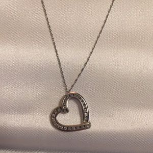 Diamond Heart Pendant and White Gold Necklace